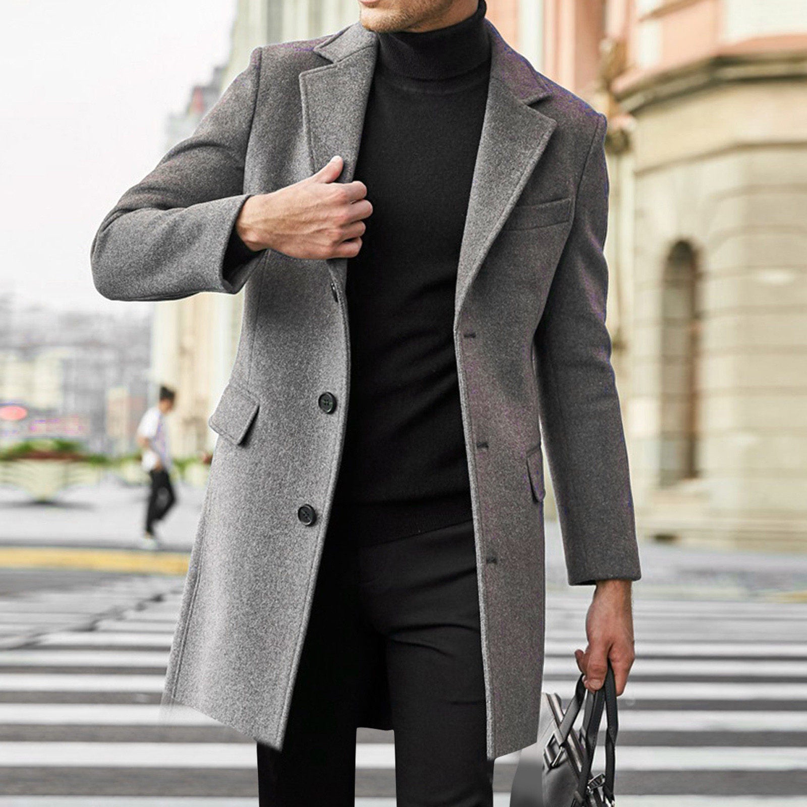 Woolen Mid-Length Trench Coat