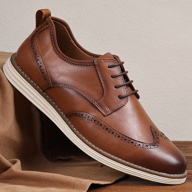 Slip-On Brogue Leather Shoes