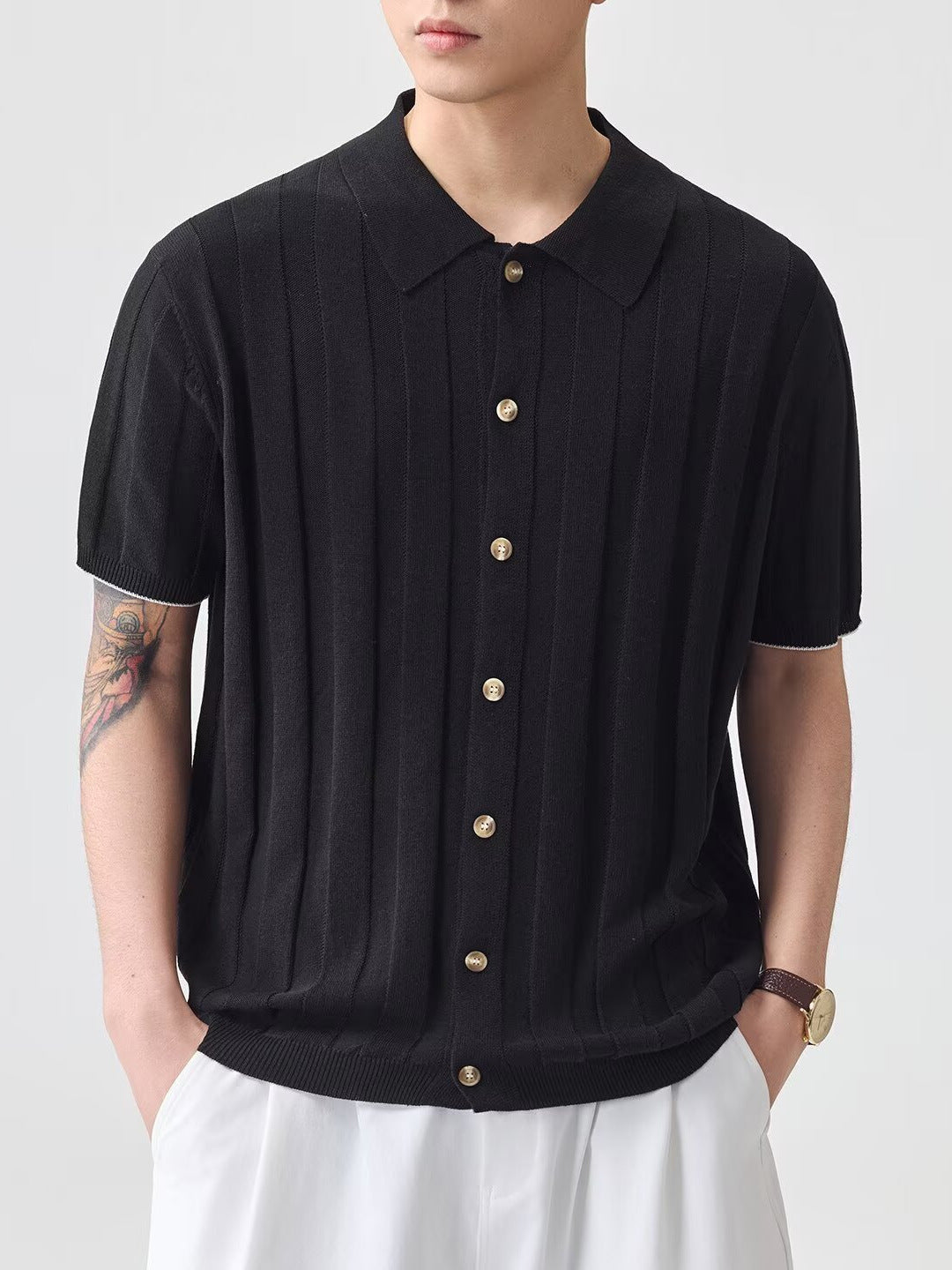 Jacquard Retro Luxury Knitted Polo Shirt